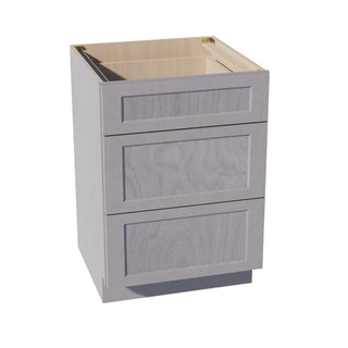 HLG - DB24: Light Gray Shaker 24" 3 Drawers Base Cabinet - homecabinets