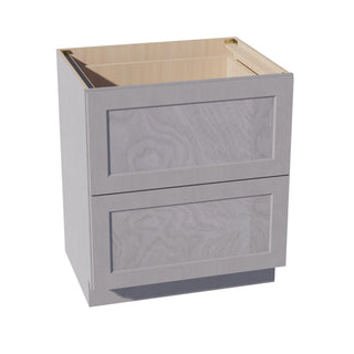 HLG - DB30 - 2: Light Gray Shaker 30" 2 Drawers Base Cabinet - homecabinets