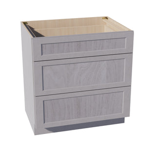 HLG - DB33: Light Gray Shaker 33" 3 Drawers Base Cabinet - homecabinets