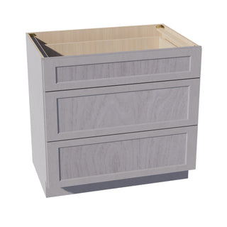 HLG - DB36: Light Gray Shaker 36" 3 Drawers Base Cabinet - homecabinets