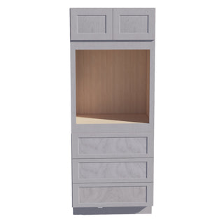 HLG - OC3384: Light Gray Shaker 33"W x 84"H x 24"D 2 Doors & 3 Drawers Tall Oven Shelf Cabinets - homecabinets