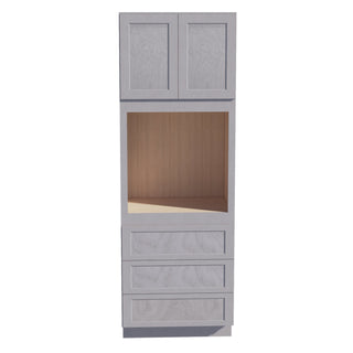 HLG - OC3396: Light Gray Shaker 33"W x 96"H x 24"D 2 Doors & 3 Drawers Tall Oven Shelf Cabinets - homecabinets