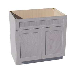 HLG - SB36: Light Gray Shaker 36" 2 Doors 1 False Drawer Sink Base Cabinet - homecabinets