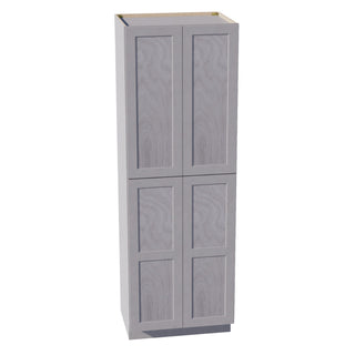 HLG - TP3090: Light Gray Shaker 30"W x 90"H x 24"D 4 Door & 5 Shelves Tall Shelf Pantry Cabinets - homecabinets