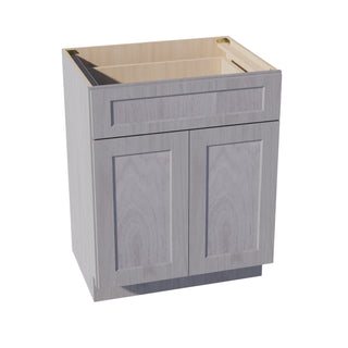 HLG - VB2721: Light Gray Shaker 27"W x 34 - 1/2"H x 21"D 2 Doors & 1 Drawer Double Door Vanity Base Cabinets - homecabinets