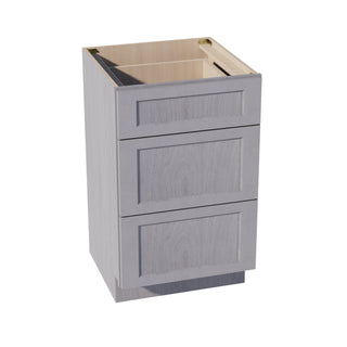 HLG - VDB2121: Light Gray Shaker 21"W x 34 - 1/2"H x 21"D 3 Drawers Vanity Base Cabinets - homecabinets