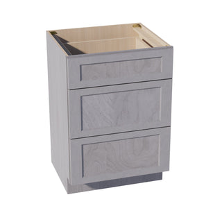 HLG - VDB2421: Light Gray Shaker 24"W x 34 - 1/2"H x 21"D 3 Drawers Vanity Base Cabinets - homecabinets