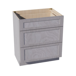 HLG - VDB3021: Light Gray Shaker 30"W x 34 - 1/2"H x 21"D 3 Drawers Vanity Base Cabinets - homecabinets