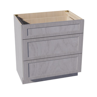 HLG - VDB3321: Light Gray Shaker 33"W x 34 - 1/2"H x 21"D 3 Drawers Vanity Base Cabinets - homecabinets