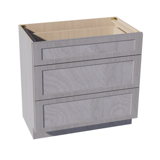 HLG - VDB3621: Light Gray Shaker 36"W x 34 - 1/2"H x 21"D 3 Drawers Vanity Base Cabinets - homecabinets