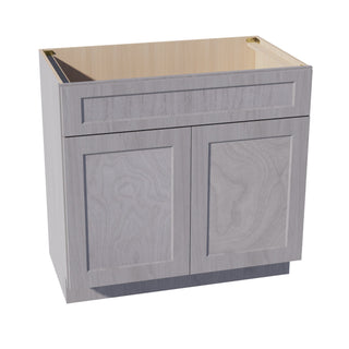 HLG - VSB3621: Light Gray Shaker 36"W x 34 - 1/2"H x 21"D 2 Doors & 1 False Drawer Vanity Sink Base Cabinets - homecabinets