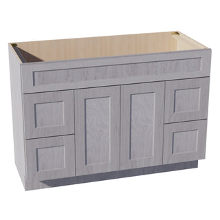 HLG - VSD4821: Light Gray Shaker 48"W x 34 - 1/2"H x 21"D 2 Doors, 4 Drawers & 1 False Drawer Centered Vanity Sink Base Cabinets - homecabinets