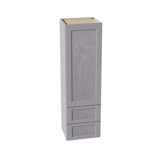 HLG - WD1860: Light Gray Shaker 18"W x 60"H 1 Door & 2 Drawers Special Wall Cabinet - homecabinets