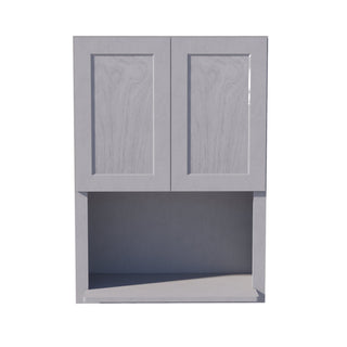 HLG - WM3042: Light Gray Shaker 30"W x 42"H 2 Door & 1 Shelf Wall Built - in Microwave Cabinets - homecabinets