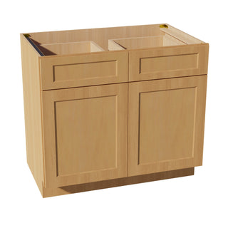 HT - B39: Timber Wood Shaker 39" 2 Drawers 2 Doors Standard Base Cabinet - homecabinets