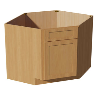 HT - DSB42: Timber Wood Shaker 42" 1 Door - 1 False Drawer Corner Sink Base Cabinets - homecabinets