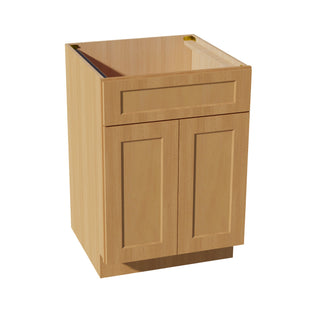 HT - SB24: Timber Wood Shaker 24" 2 Doors 1 False Drawer Sink Base Cabinet - homecabinets