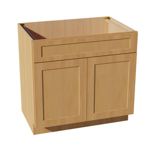 HT - SB36: Timber Wood Shaker 36" 2 Doors 1 False Drawer Sink Base Cabinet - homecabinets