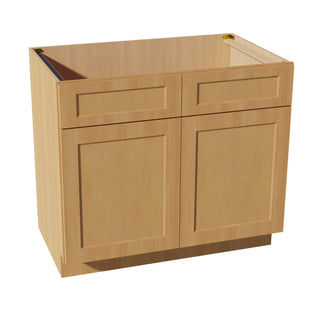 HT - SB39: Timber Wood Shaker 39" 2 Doors 2 False Drawers Sink Base Cabinet - homecabinets