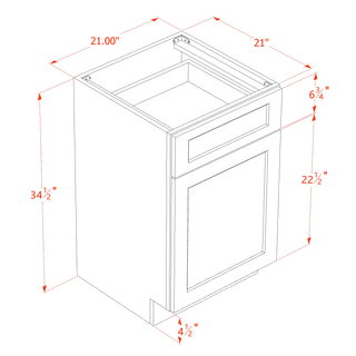 HT - VB2121: Timber Wood Shaker 21"W x 34 - 1/2"H x 21"D 1 Door & 1 Drawer Single Door Vanity Base Cabinets - homecabinets