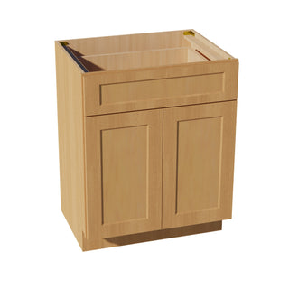 HT - VB2721: Timber Wood Shaker 27"W x 34 - 1/2"H x 21"D 2 Doors & 1 Drawer Double Door Vanity Base Cabinets - homecabinets