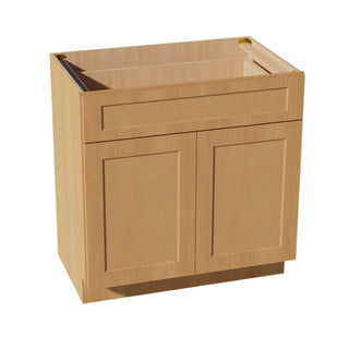 HT - VB3321: Timber Wood Shaker 33"W x 34 - 1/2"H x 21"D 2 Doors & 1 Drawer Double Door Vanity Base Cabinets - homecabinets