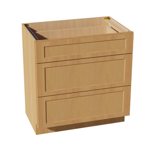 HT - VDB3321: Timber Wood Shaker 33"W x 34 - 1/2"H x 21"D 3 Drawers Vanity Base Cabinets - homecabinets