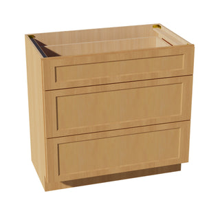 HT - VDB3621: Timber Wood Shaker 36"W x 34 - 1/2"H x 21"D 3 Drawers Vanity Base Cabinets - homecabinets