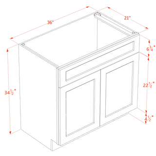 HT - VSB3621: Timber Wood Shaker 36"W x 34 - 1/2"H x 21"D 2 Doors & 1 False Drawer Vanity Sink Base Cabinets - homecabinets