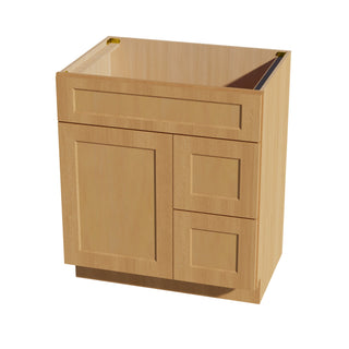 HT - VSD3021R: Timber Wood Shaker 30"W x 34 - 1/2"H x 21"D 1 Door & 2 Right Drawers Offset Vanity Sink Base Cabinets - homecabinets