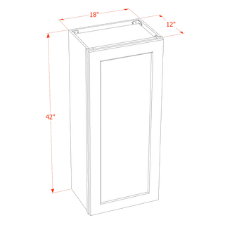 HT - W1842: Timber Wood Shaker 18"W x 42"H 1 Door & 3 Shelves Standard Wall Cabinet - homecabinets