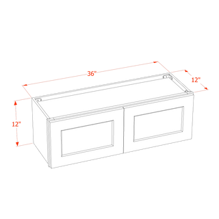 HT - W3612: Timber Wood Shaker 36"W x 12"H 2 Doors Standard Wall Bridge Cabinet - homecabinets