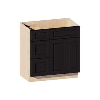 Iron Black - 33"W Offset - Sink Vanity Combo Cabinet (Drawer on Left) - homecabinets