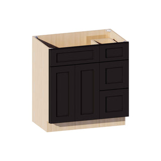 Iron Black - 33"W Offset - Sink Vanity Combo Cabinet (Drawer on Right) - homecabinets