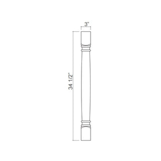 Iron Black - 3"W × 34 - 1/2"L Classic Decorative Leg - homecabinets