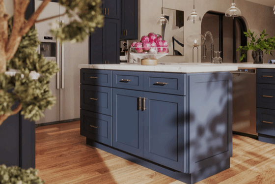 Navy Blue RTA Kitchen Cabinets Shaker 10 Ft Basic at Wholesale Price – homecabinets