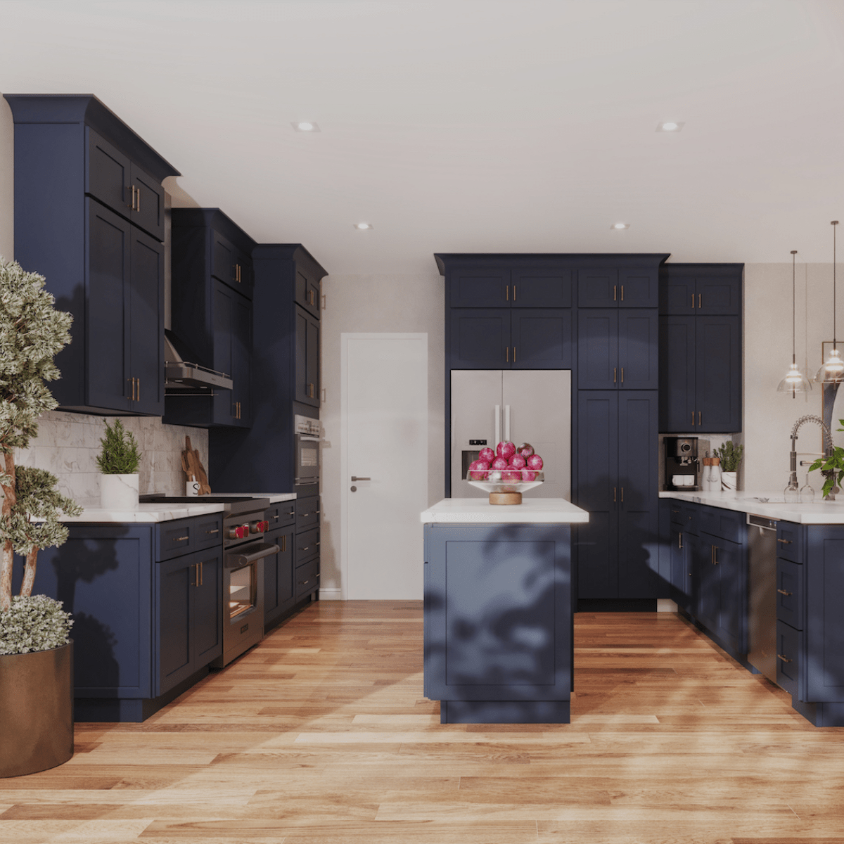Basic Kitchen Dark Navy Blue Set 10ft Shaker Cabinets Wholesale Price Navy Blue