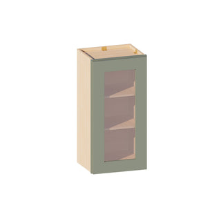Sage Breeze - 15"W × 30"H Glass-Door Wall Cabinet