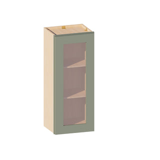 Sage Breeze - 15"W × 36"H Glass-Door Wall Cabinet