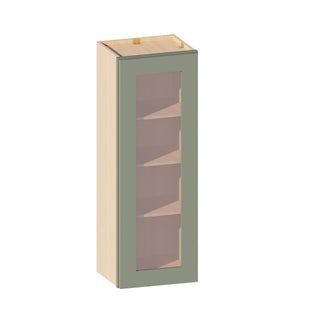 Sage Breeze - 15"W × 42"H Glass-Door Wall Cabinet