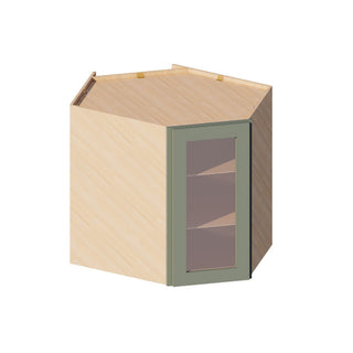 Sage Breeze - 24"W × 30"H Glass-Door Diagonal Corner Wall Cabinet