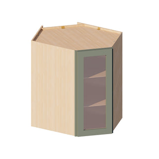 Sage Breeze - 24"W × 36"H Glass-Door Diagonal Corner Wall Cabinet