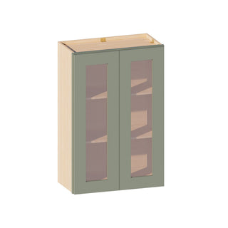 Sage Breeze - 24"W × 36"H Glass-Door Wall Cabinet