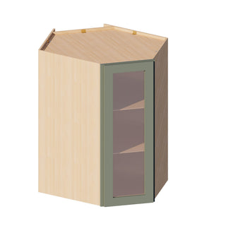 Sage Breeze - 24"W × 42"H Glass-Door Diagonal Corner Wall Cabinet