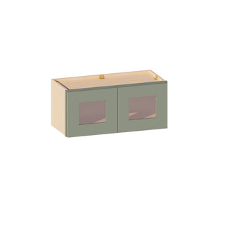 Sage Breeze - 27"W × 12"H Glass-Door Wall Cabinet