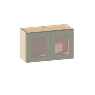 Sage Breeze - 30"W × 18"H Glass-Door Wall Cabinet