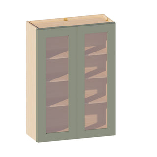 Sage Breeze - 30"W × 42"H Glass-Door Wall Cabinet