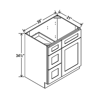 Sage Breeze - 30"W Offset-Sink Vanity Combo Cabinet (Drawer on Left)