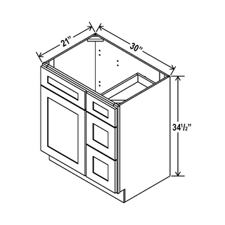 Sage Breeze - 30"W Offset-Sink Vanity Combo Cabinet (Drawer on Right)