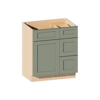 Sage Breeze - 30"W Offset-Sink Vanity Combo Cabinet (Drawer on Right)